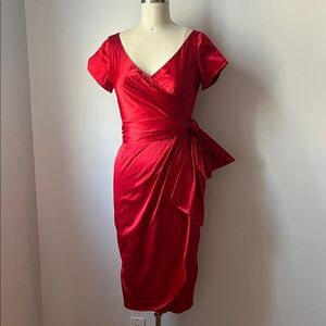 Pinup Couture Eva Red Satin Wrap PinUp Mad Men Dress
